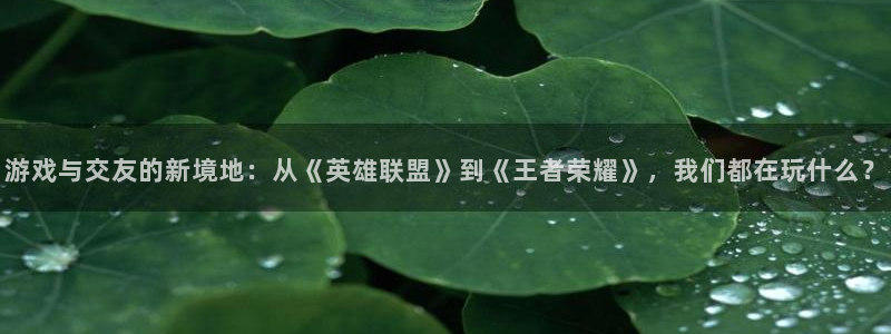 凯发链接：游戏与交友的新境地：从《英雄联盟》到《王者荣耀》，我们都在玩什么？